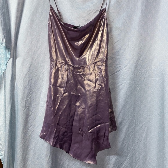 Purple iridescent spaghetti strap slip dress, Urban Outfitters. - Picture 4 of 8